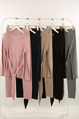 Tie Front Ribbed Loungewear