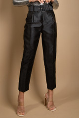 Tailored Belted Trousers In Satin