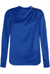 Satin Pleated Blouse With Button Detail