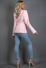 Woven Square Check Double Breasted Blazer