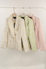 Woven Check Military Blazer