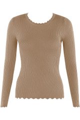 Scallop Hem Ribbed Jumper