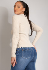 Scallop Hem Ribbed Jumper
