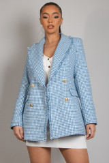 Houndstooth Longline Blazer