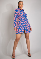 Floral Print Elasticated Waist Shirt Dress