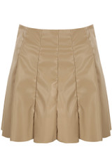 Faux Leather Pleated A-Line Skirt