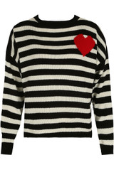 Heart Motif Striped Jumper