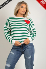 Heart Motif Striped Jumper