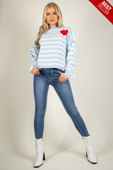 Heart Motif Striped Jumper
