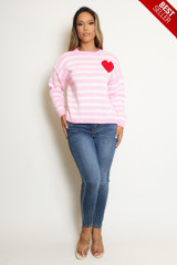 Heart Motif Striped Jumper