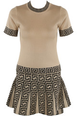 Geo Print Fine Knit Short Sleeve Top And Skirt Set