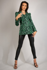 Leopard Print Blazer With Exaggerated Shoulder