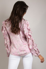 Floral Print Frilled Sleeve Blouse