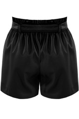 Paper Bag Belted PU Shorts