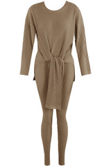 Ribbed Tie Front Jumper & Trouser Set