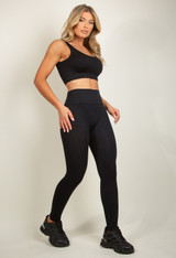 Ribbed Top and Leggings Gym Set