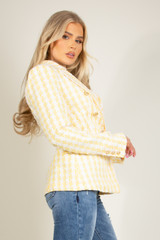  Woven Tweed Golden Button Double Breasted Blazer