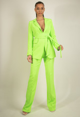 Belted Blazer & Flare Trouser Set