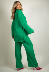 Long Sleeve Collared Shirt And Straight Trouser Set