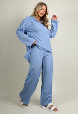 Long Sleeve Collared Shirt And Straight Trouser Set