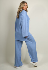 Long Sleeve Collared Shirt And Straight Trouser Set