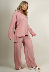 Long Sleeve Collared Shirt And Straight Trouser Set