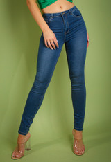 High Waist Super Stretch Skinny Washed Jeans