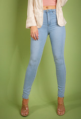 High Waist Super Stretch Skinny Washed Jeans