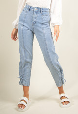 Cropped Lace Up Ankle Jeans