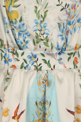 Satin Floral Print V Neck Day Dress