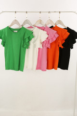 Fine Knit Frilled Sleeve Top