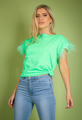 Ostrich Feather Trim T-Shirt