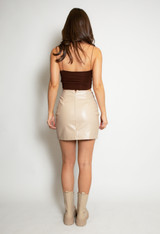 Faux Leather Side Slit Mini Skirt