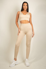 Ribbed Low Neck Crop Top & Leggings Set