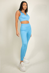 Ribbed Low Neck Crop Top & Leggings Set