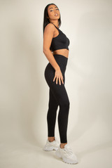 Ribbed Low Neck Crop Top & Leggings Set