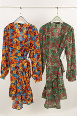 Long Sleeve Floral Wrap Dress
