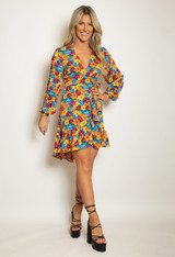 Long Sleeve Floral Wrap Dress