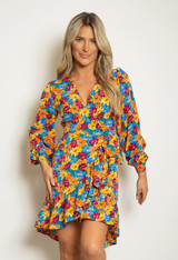 Long Sleeve Floral Wrap Dress