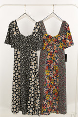 Mixed Floral Print Midi Dress