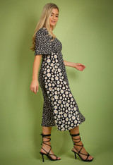Mixed Floral Print Midi Dress