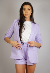 Ruched Sleeve Blazer & Tailored Shorts Co-Ords