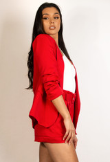 Ruched Sleeve Blazer & Tailored Shorts Co-Ords