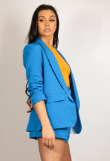 Ruched Sleeve Blazer & Tailored Shorts Co-Ords