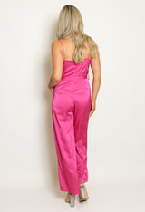 Satin Cowl Neck Belted Jumpsuit