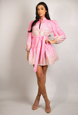 Ditsy Floral Print Belted Day Dress