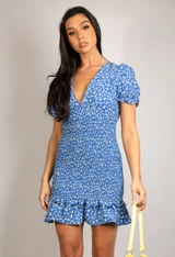 Ditsy Floral Print Ruched Mini Dress