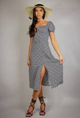 Floral Print Milkmaid Midi Dress