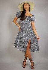 Floral Print Milkmaid Midi Dress