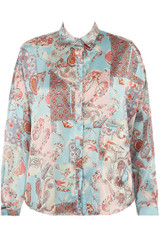 Patchwork Print Oversized Satin Shirt